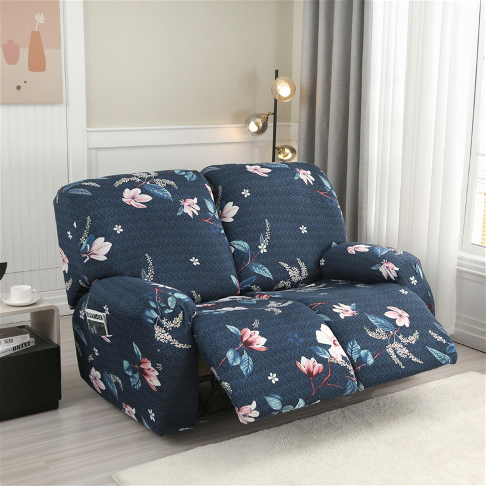 Housse de canapé inclinable et relaxante Extensible 2 Places, Housse de canapé inclinable Universelle avec, Housses de canapé de Massage électrique(Foglia Di Fiori)