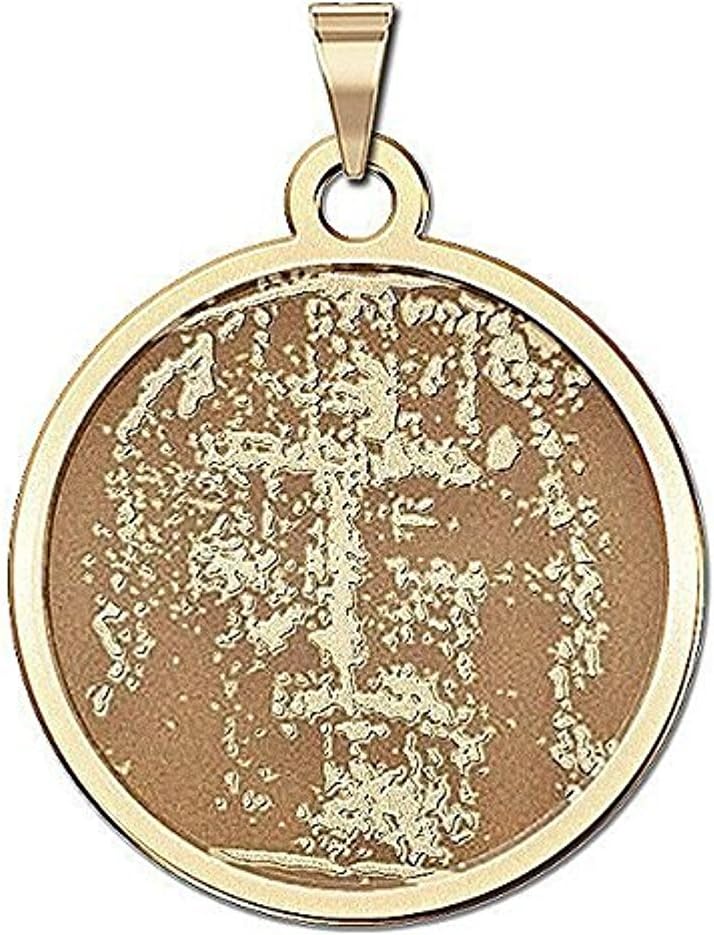 PicturesOnGold.com Shroud of Turin Religious Medal - 1 Inch Size of a Quarter -Solid 14K Yellow Gold with Engraving