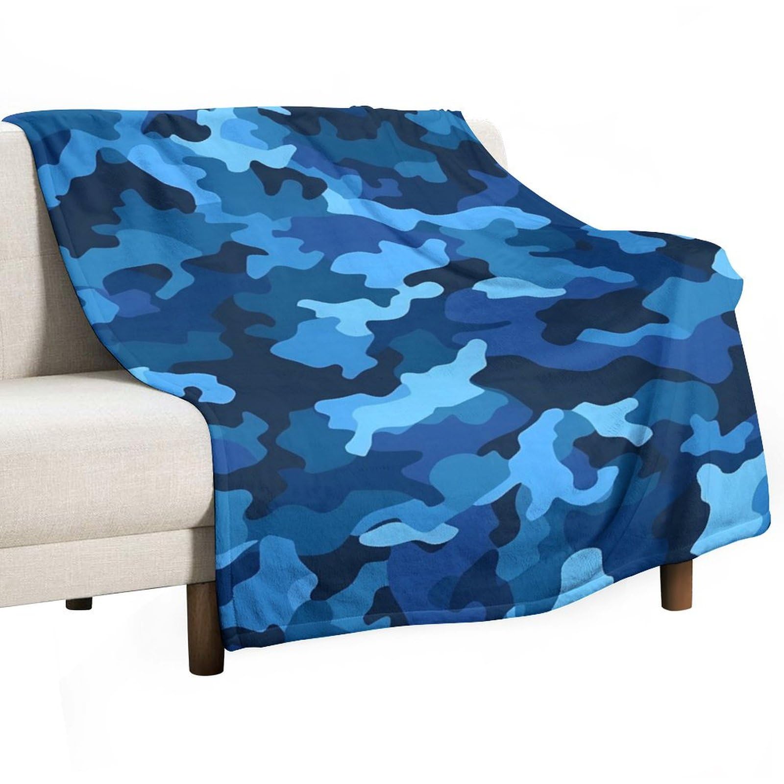 Couverture polaire bleue 168x229 cm pour lit et canapé toutes saisons