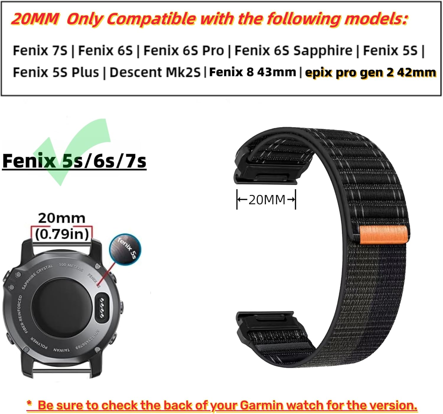 20mm/ 22mm/ 26mm Watch Band For Garmin Fenix 5 6 7 8 Pro Sapphire Solar Forerunner 965 955 935 Epix Pro Gen 2 47mm 51mm Quick Fit 20 22 26 Watch Bands Replacement Men Women
