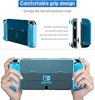 Vista 6 de 3 in 1 Protective Blue Clear Case Cover for Nintendo Switch OLED, Dockable Skin for Switch OLED and Joy Con Controller, Comfort Grip Shell with