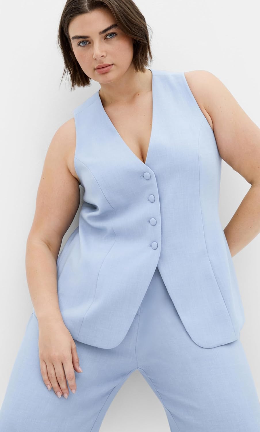 City Chic Women's Vest - Tori V Neck Button