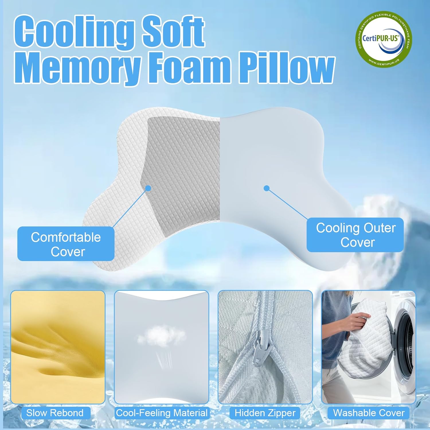 Side Sleeper Pillow with Arm Hole, Ergonomic Memory Foam Cervical Pillow for Neck and Shoulder Pain Relief 2PCS Pillowcase, Ergonomic Knee, Leg, Arm Pillow for Adults Large