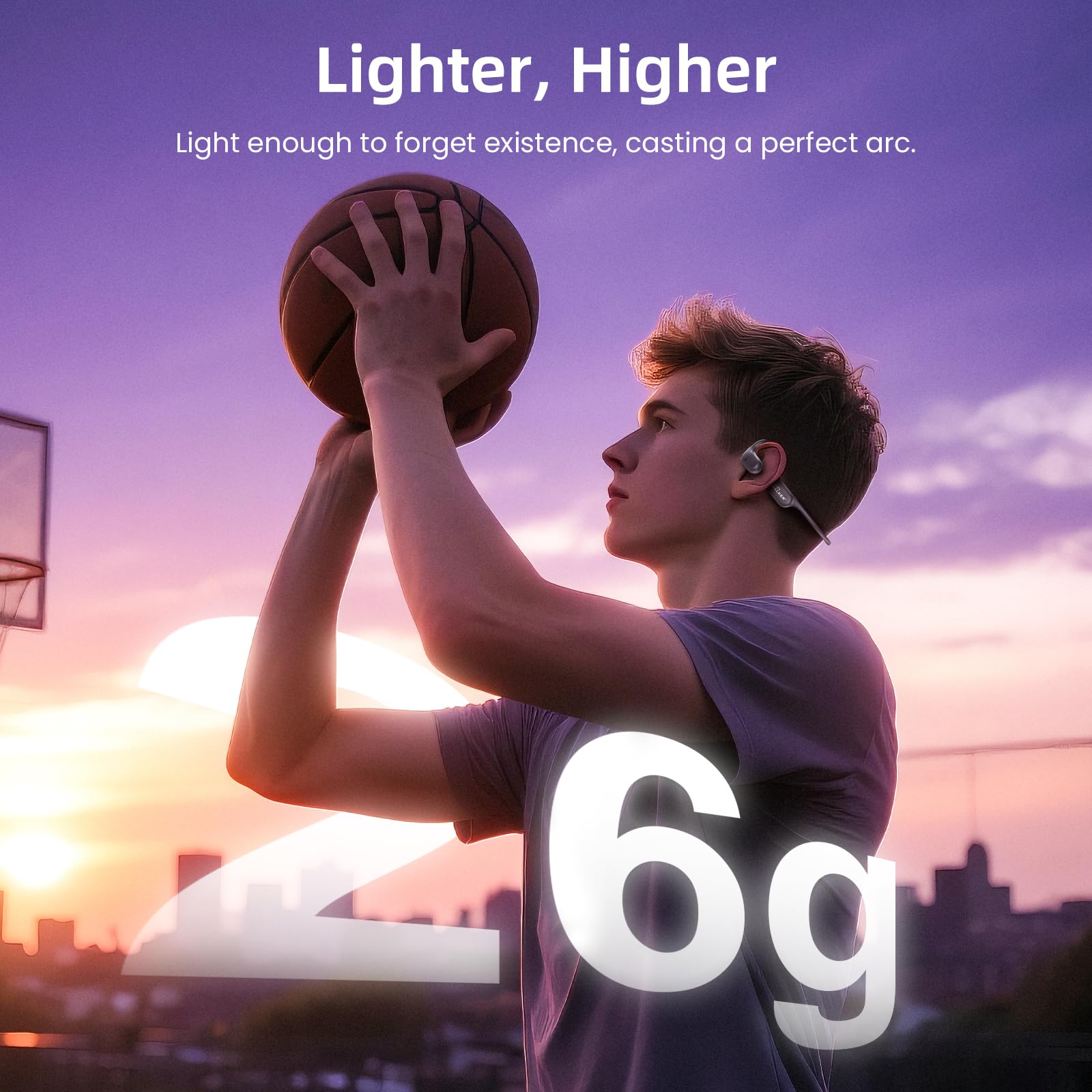 HIFI WALKER Słuchawki z otwartym uszem, Bluetooth 5.4, 32 GB MP3, odtwarzanie 15 godzin, rozmowy HD, do biegania, jazdy na rowerze i fitnessu