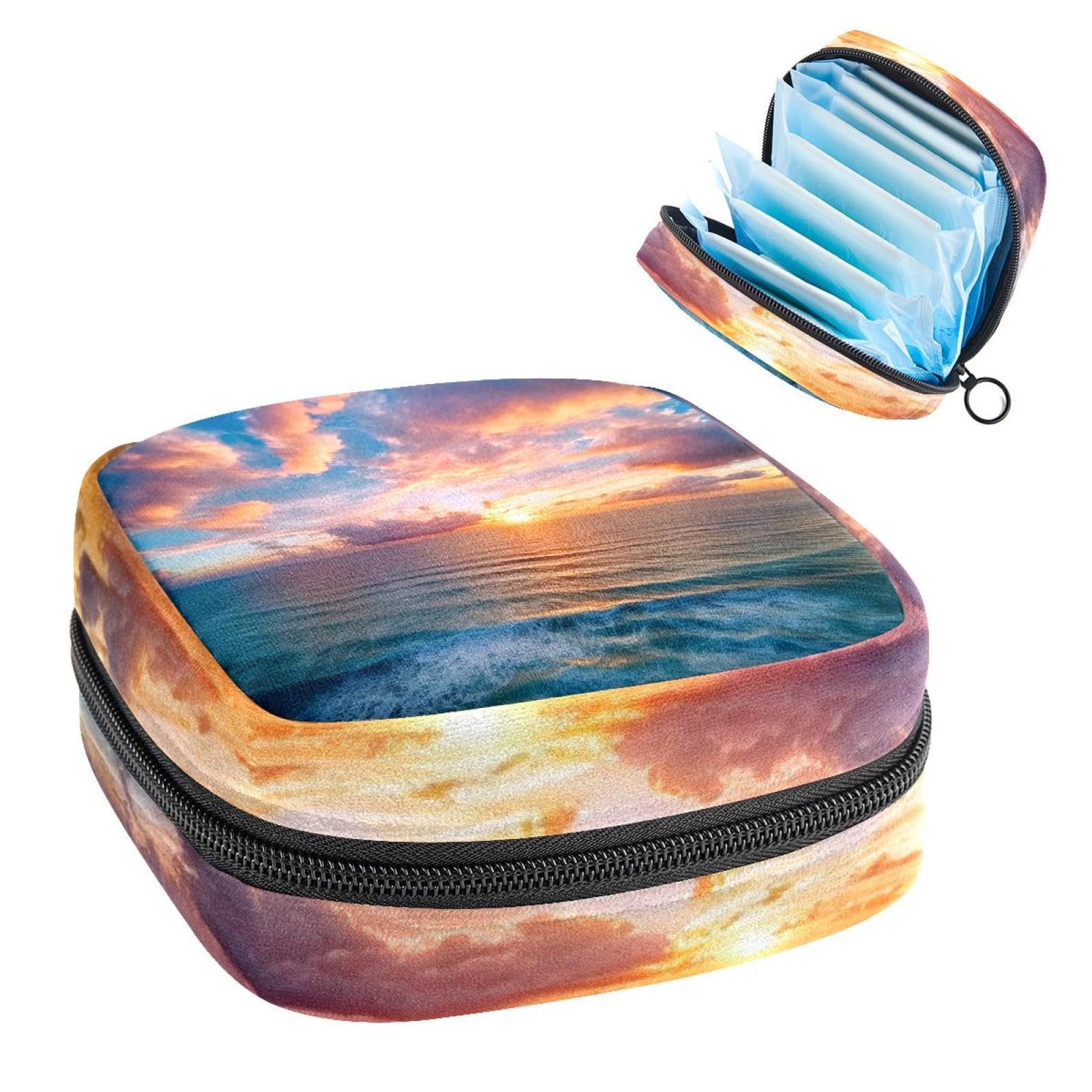 Sanitary Napkin Storage Bag for Feminine Pads, First Period Kit for Women, Beautiful Light Sunset Portable Menstrual Period Sanitary Pouch