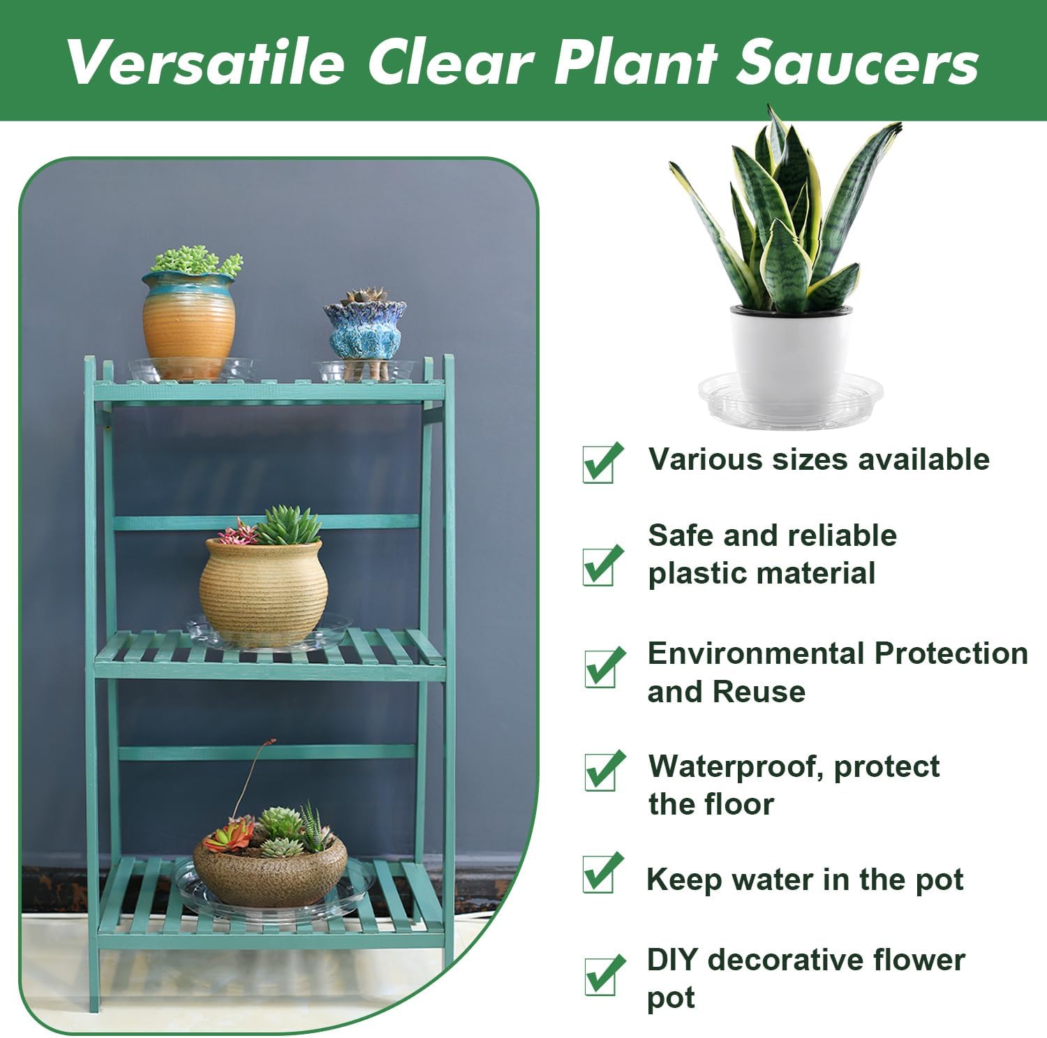 40 Pack 12 Inch Plant Saucer Clear Plant Saucers for Outdoors Plants Drip Trays Extra Large Pot Saucer No Holes Pot Saucers Planter Trays for Outdoor Plants Bulk Plastic Tray for Flower, Potted Tree