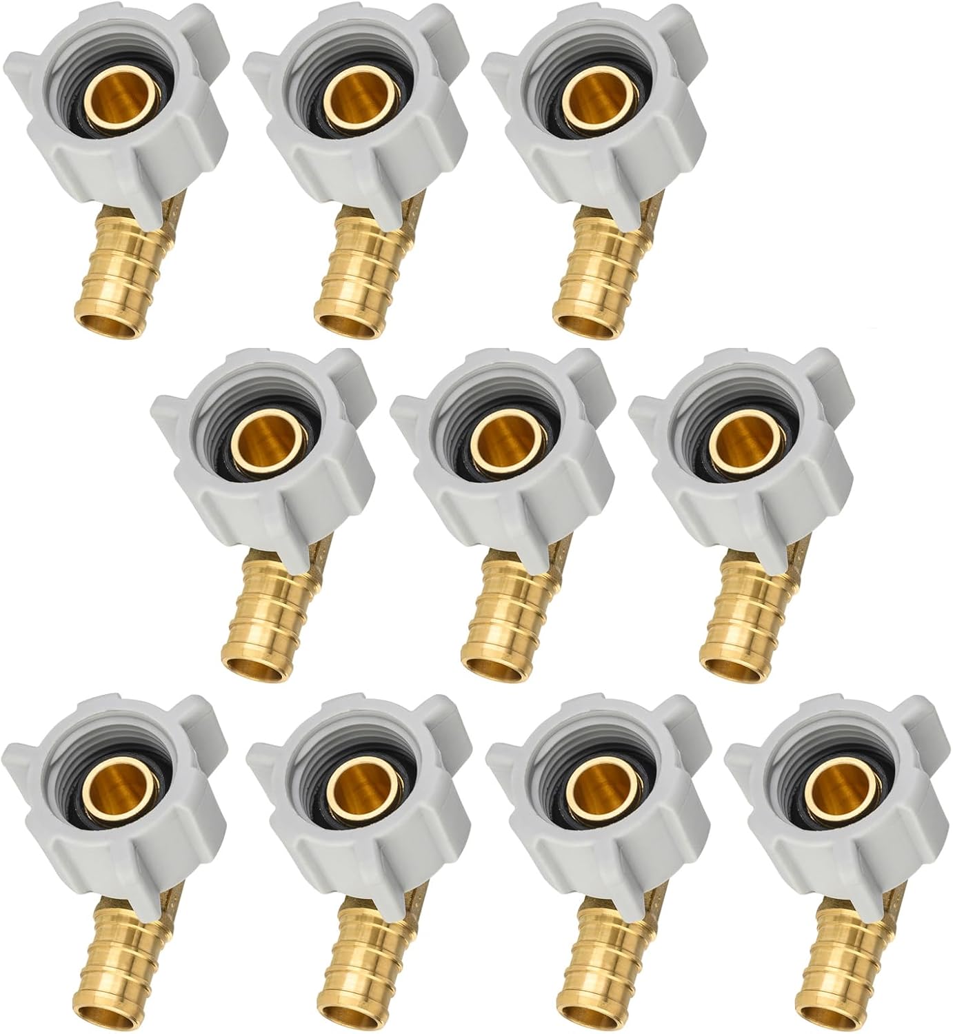 10 Pack PEX Fittings,Pex 3/4" x 3/4" NPT Female Threaded Swivel Elbow,PEX F1807 Brass Barb Plumbing Crimp Fitting