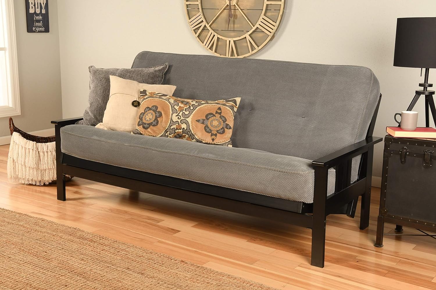 Queen Size Plush Futon Cover Only Zippered Slipcover Fits 6-8 inch Futons Mattress (Thunder, Queen Size)