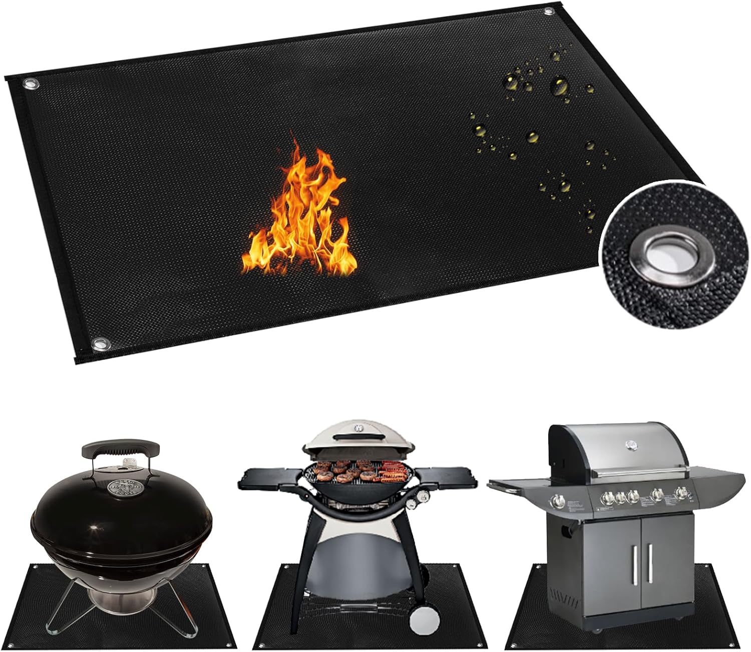 Grill Mats for Outdoor Grill with Holes, 36×50 inch Under