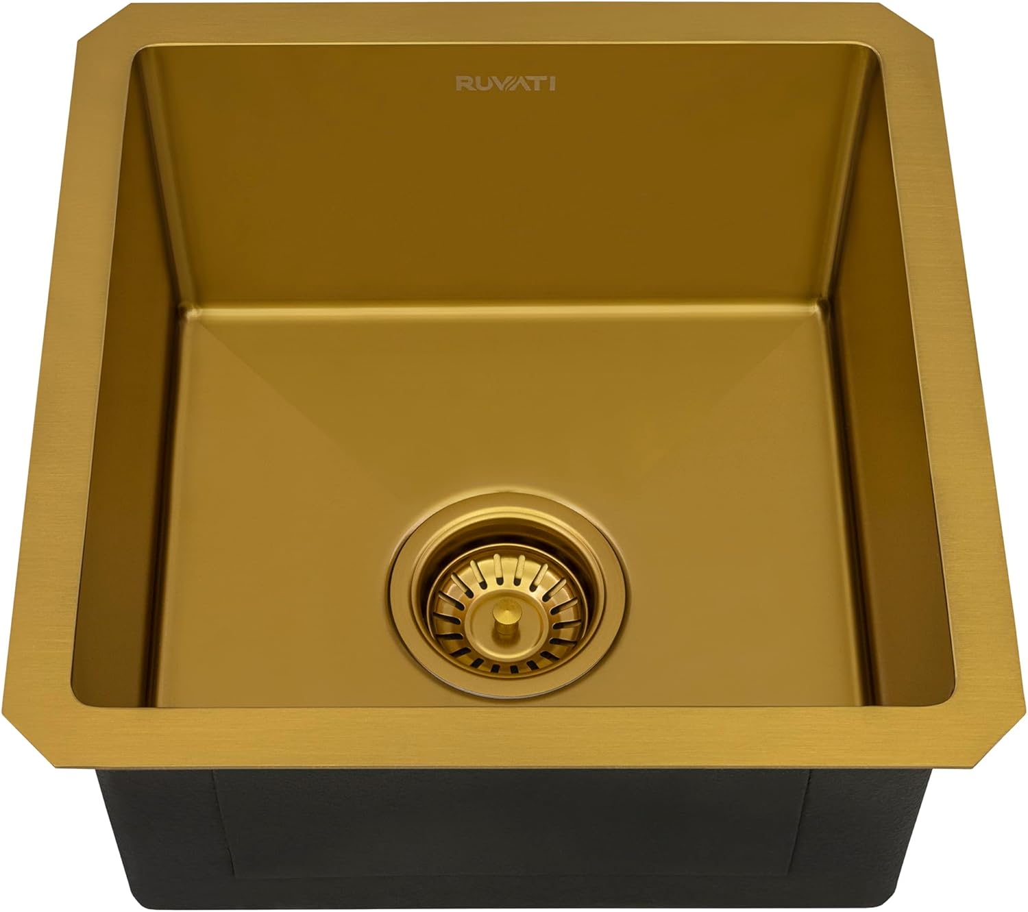 Ruvati 15-inch Polished Brass Matte Gold Stainless Steel Undermount Bar Prep 16 Gauge Kitchen Sink - RVH7015GG