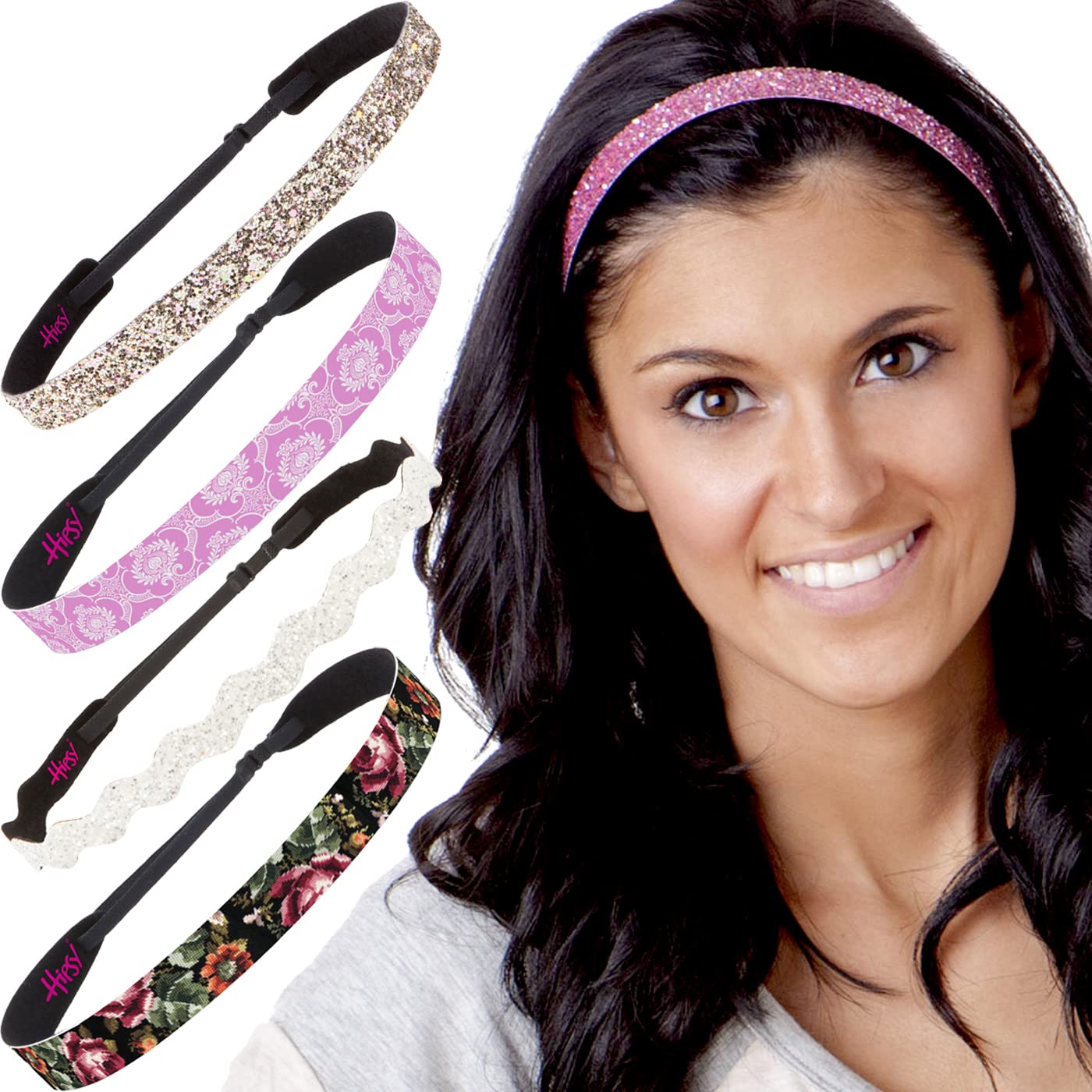 Hipsy Women's Non-Slip Headbands Hairband Gift Pack (Pink & Gold Renaissance 5pk)