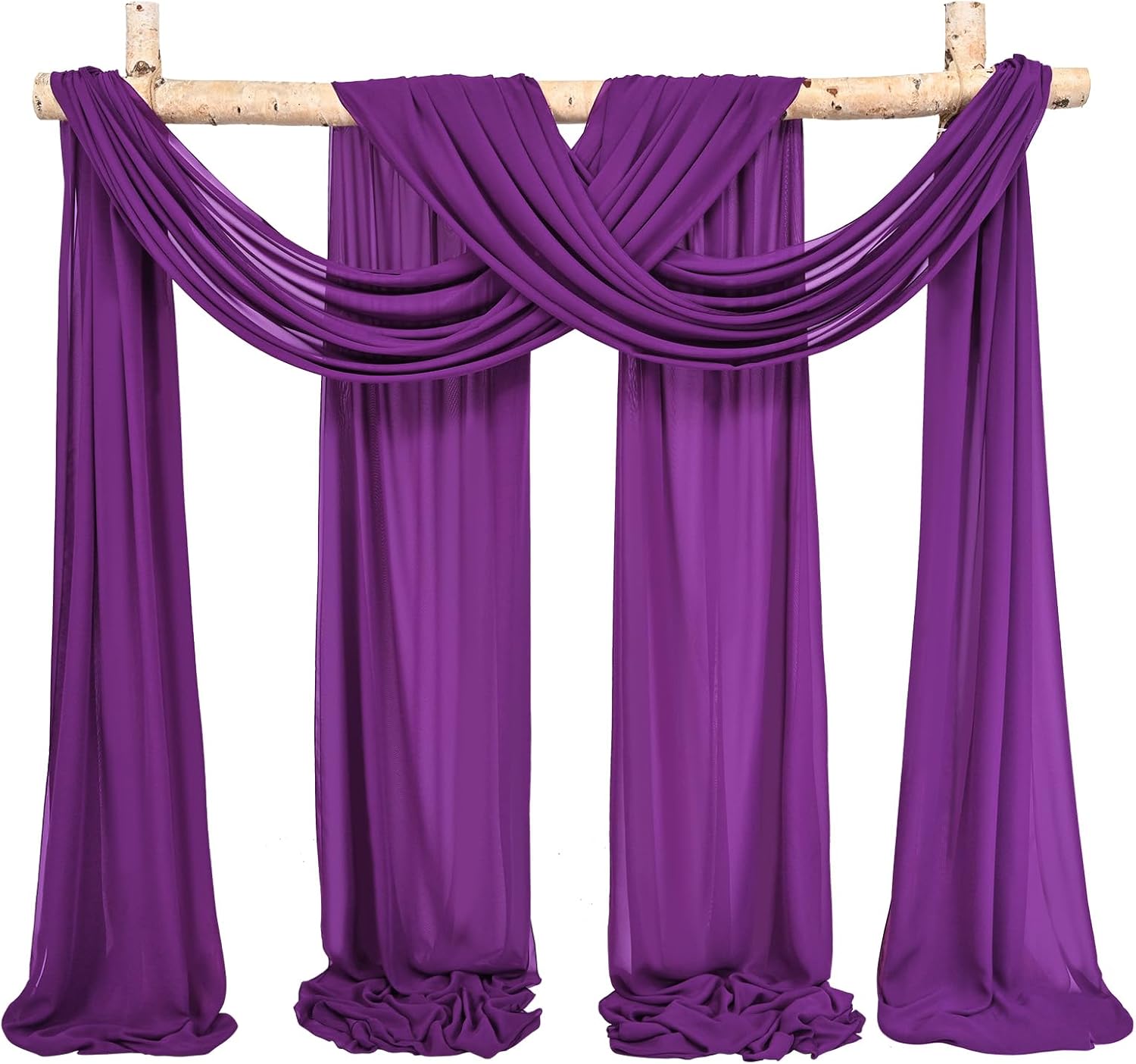 Wedding Arch Draping Fabric,4 Panels 28" x20ft Purple Wedding Arch Drapes for Ceremony Chiffon Fabric Drapes Arbor Drapery Decorations for Reception & Party