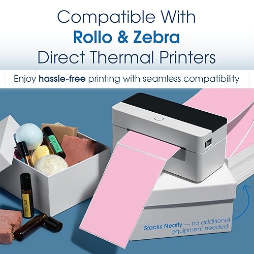 Miniatura 7 de Etiquetas térmicas directas Spartan Industrial de 4" x 6" azules con abanico para envío  (500 etiquetas totales de 4x6 con abanico)  Compatibles con