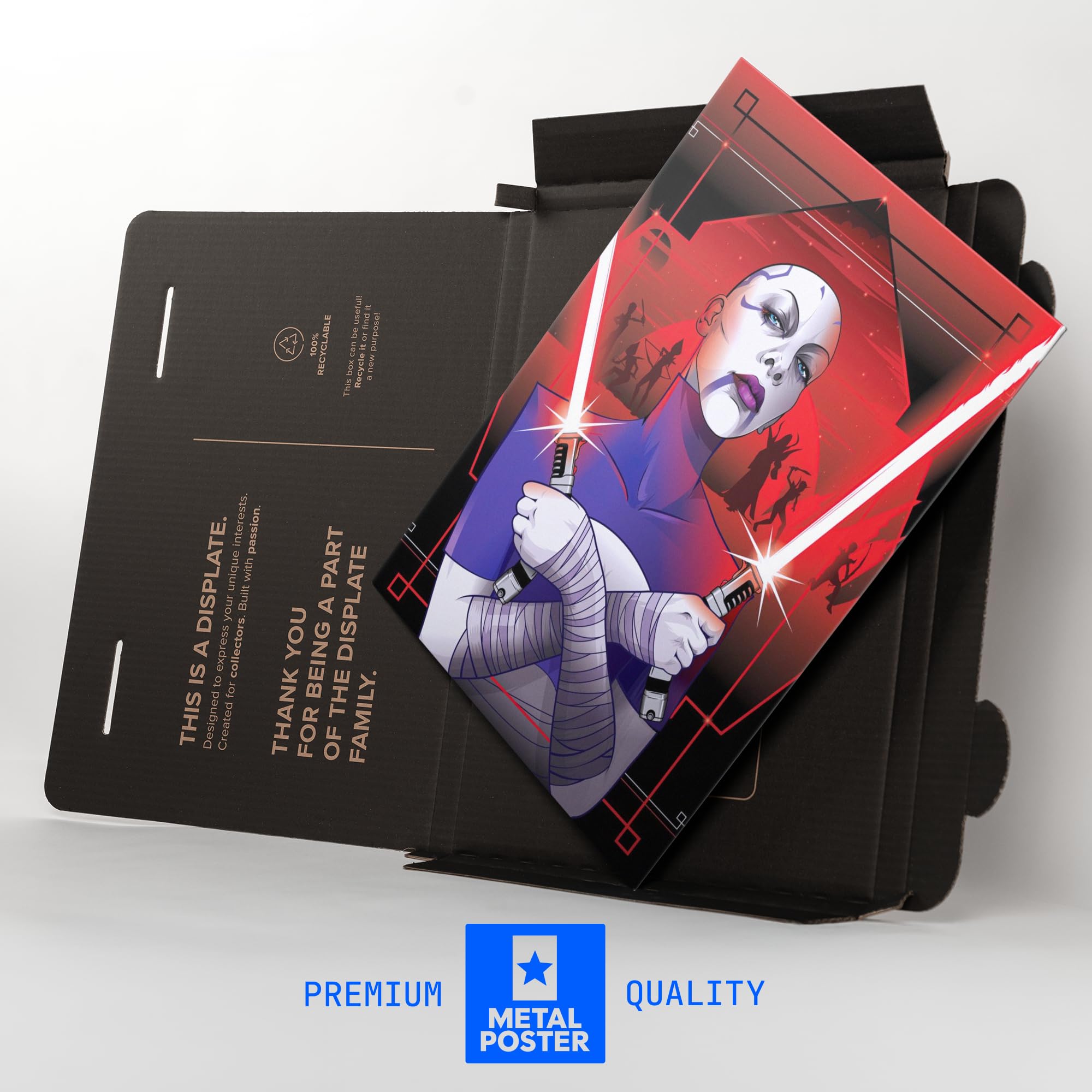Displate Metallposter Star Wars Asajj Ventress Wanddeko Poster für Schlafzimmer Magnetische Befestigung 32 x 45 cm