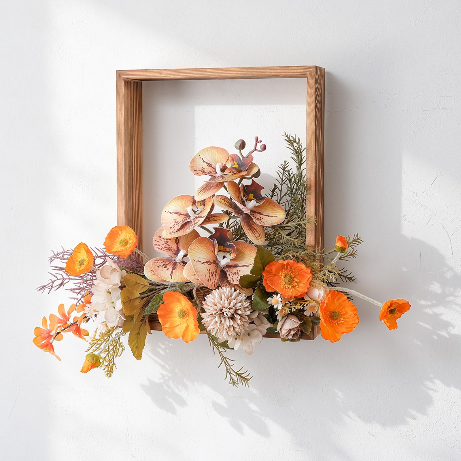 Cadre en bois fleurs artificielles pour décoration de bureau et salon