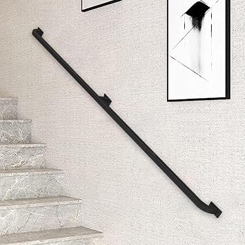 Staircase Banister Hand Rails for Outdoor Steps or Indoor Stairs Handrail with Wrought Iron Wall Mount Support,Modern Decorations Grab Rail 30cm/2.4cm/3m/4m/6m Size 1 FT
