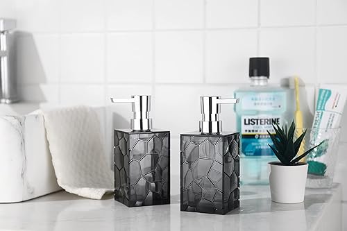 Miniatura 4 de Paquete de 2 dispensadores de jabón transparentes grises a prueba de óxido, juego de dispensadores de loción de jabón de manos de plástico acrílico