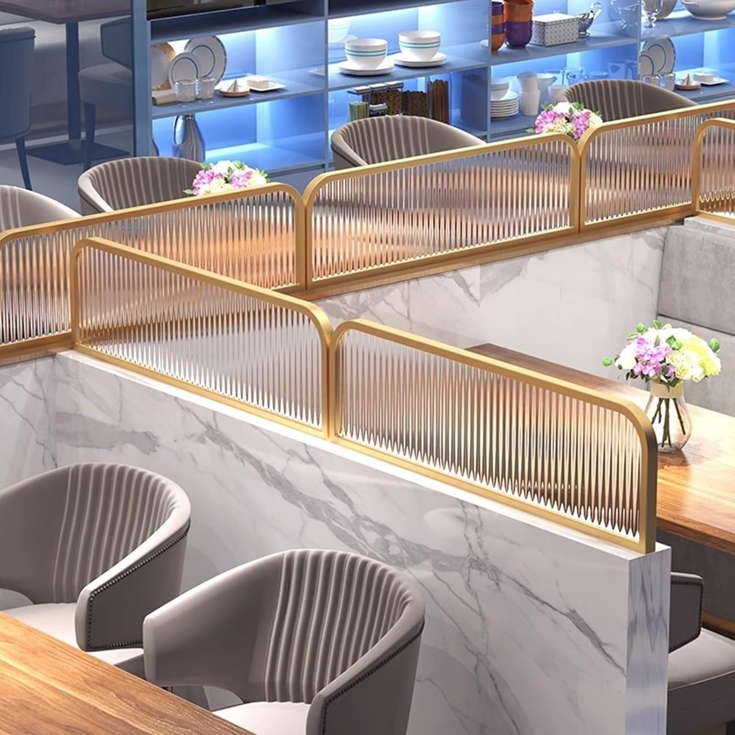 Tabique de vidrio rayado elevado para restaurante, partición de pared semi mate para restaurante Hotpot, 30/50 cm, separador de espacio utilizado en el restaurante (30 x 120 cm)