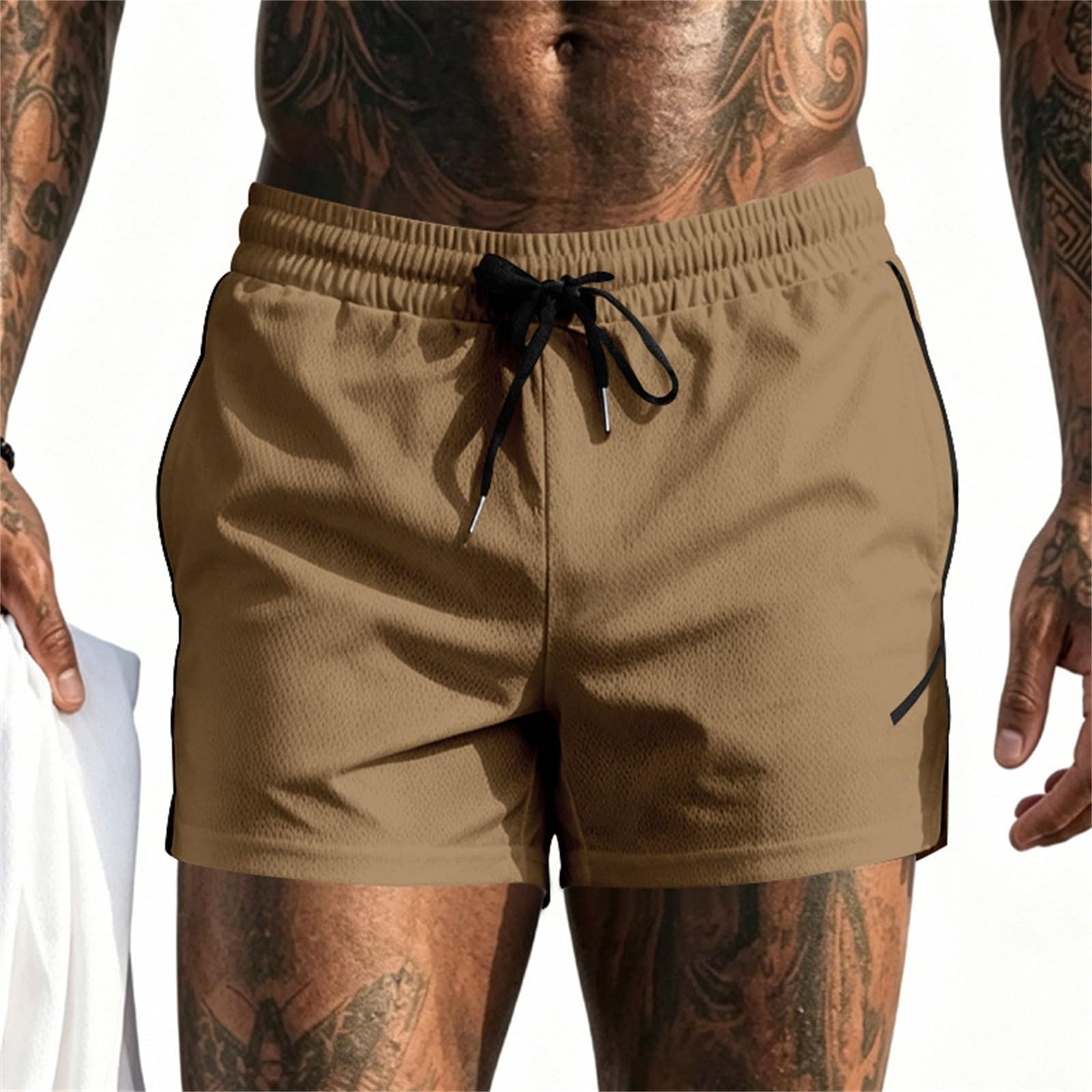 Pantaloncini sportivi da uomo elasticizzati: pantaloni corti ad asciugatura rapida | Pantaloncini da corsa traspiranti, vestibilità ampia, vita elasticizzata, con coulisse, gamba dritta, per jogging