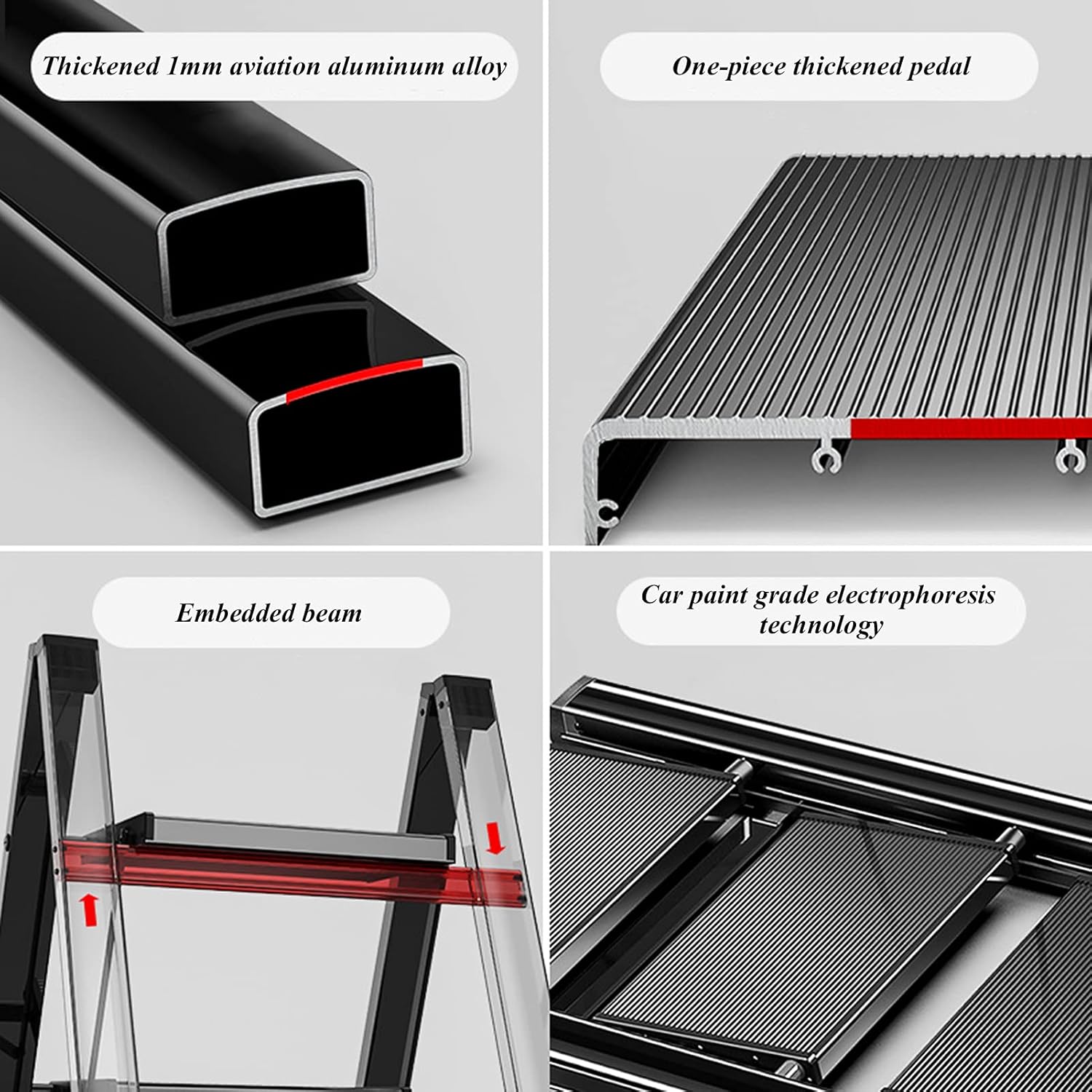 Step Ladder, Folding Step Stool, Portable Sturdy Lightweight Aluminum Ladder Stool for Adults with Anti-Slip Wide Pedals Home Outdoor Kitchen, 330 lbs Capacity