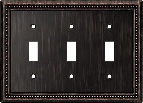 Vista 359 de Henne Bery Sunken Pearls - placa decorativa de pared para interruptor (Palanca simple, 2 unidades, níquel satinado)