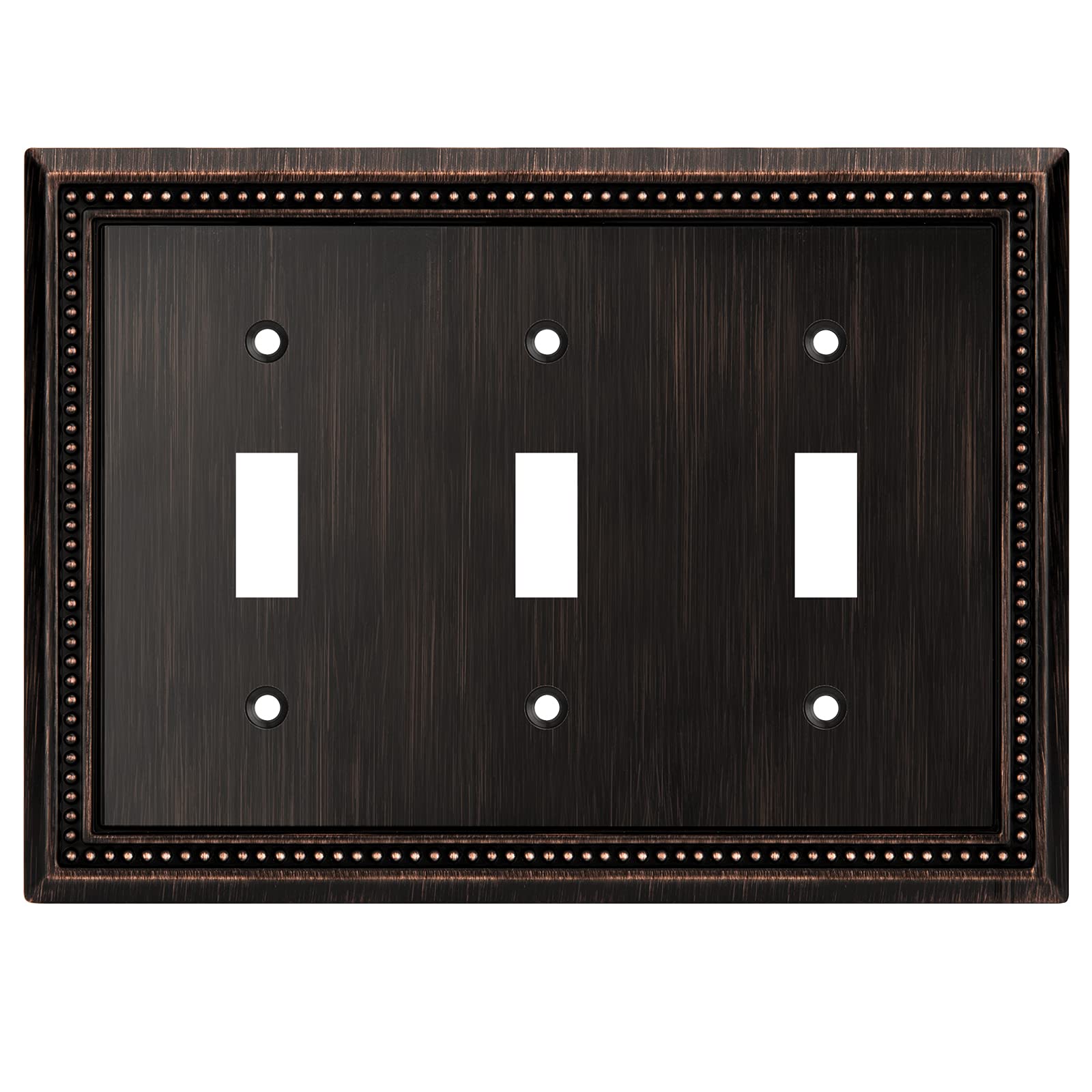 Henne Bery Sunken Pearls Heavy Duty Decorative Wall Plate Switch Plate Outlet Cover (Triple Toggle, Aged Bronze)