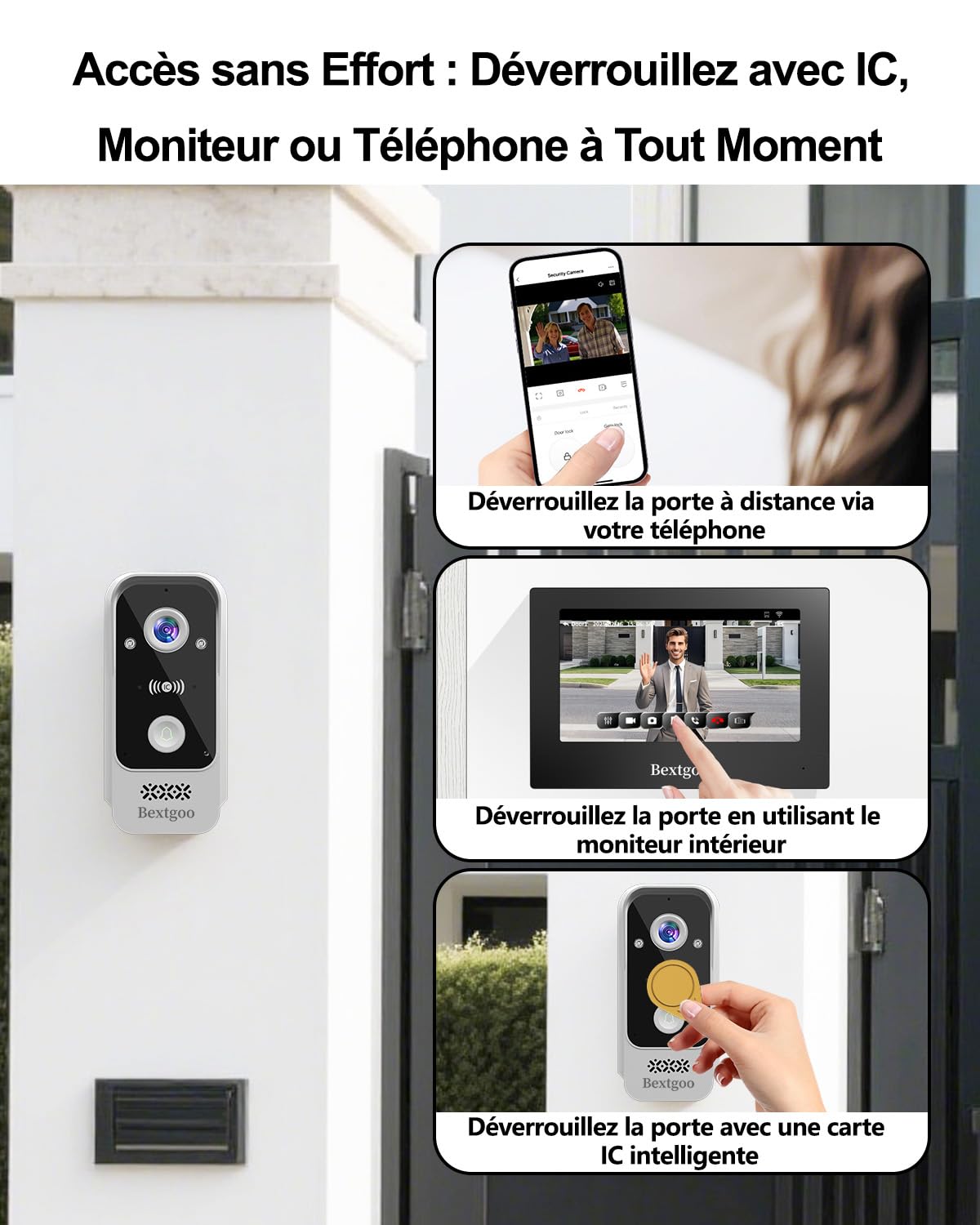 2K Visiophone Connecté Interphone Vidéo 2 Fils, Écran Tactile Couleur 7" | Déverrouillage à Distance, Détection AI, Audio Bidirectionnel, Vision Nocturne, Badges IC, Carte SD 64G Intégrée