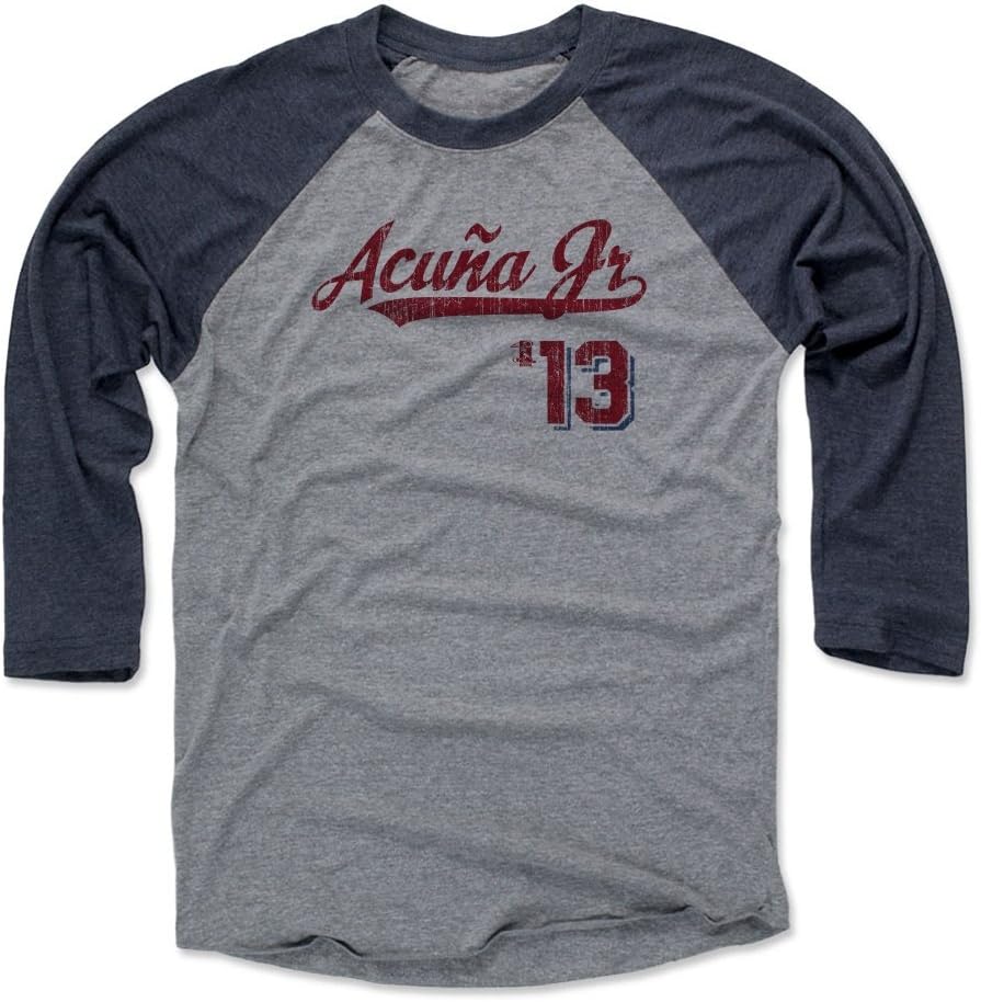 500 LEVEL Ronald Acuna Jr. 3/4 Sleeve Raglan T-Shirt - Ronald Acuna Jr. Script