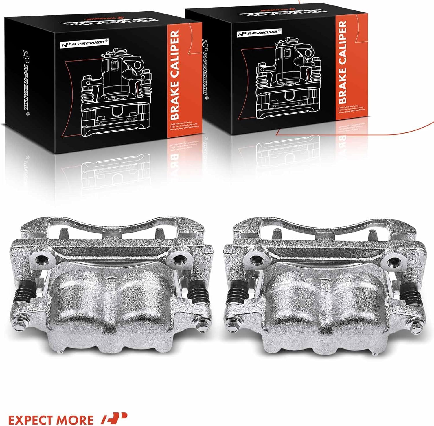A-Premium Disc Brake Caliper Assembly with Bracket Compatible with Select Ford Models - For F-150 2004 - Front Driver and Passenger Side, 2-PC Set
