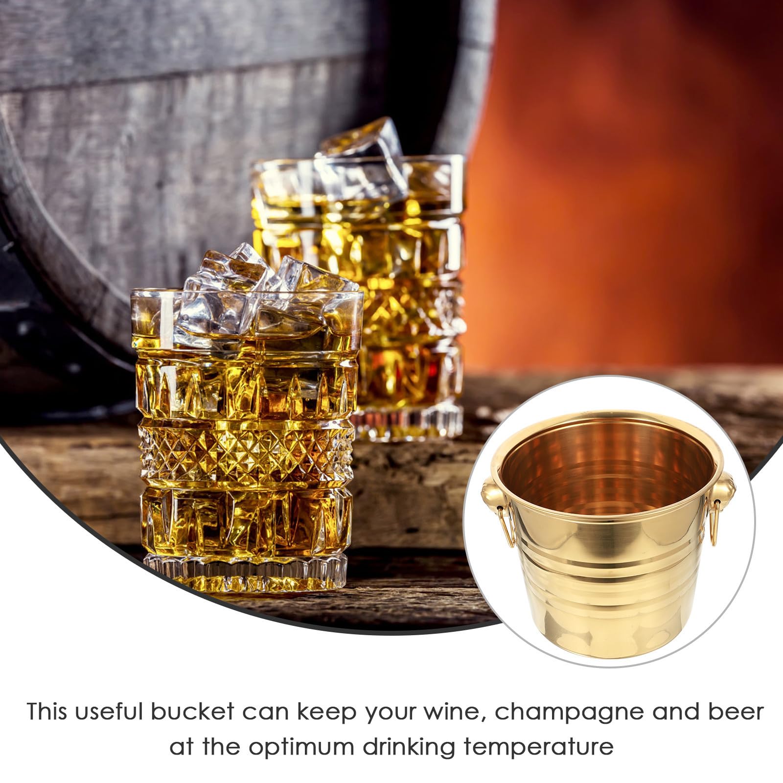 Hemobllo Cubo de Hielo de Acero Inoxidable 7l Dorado Doble Asa
