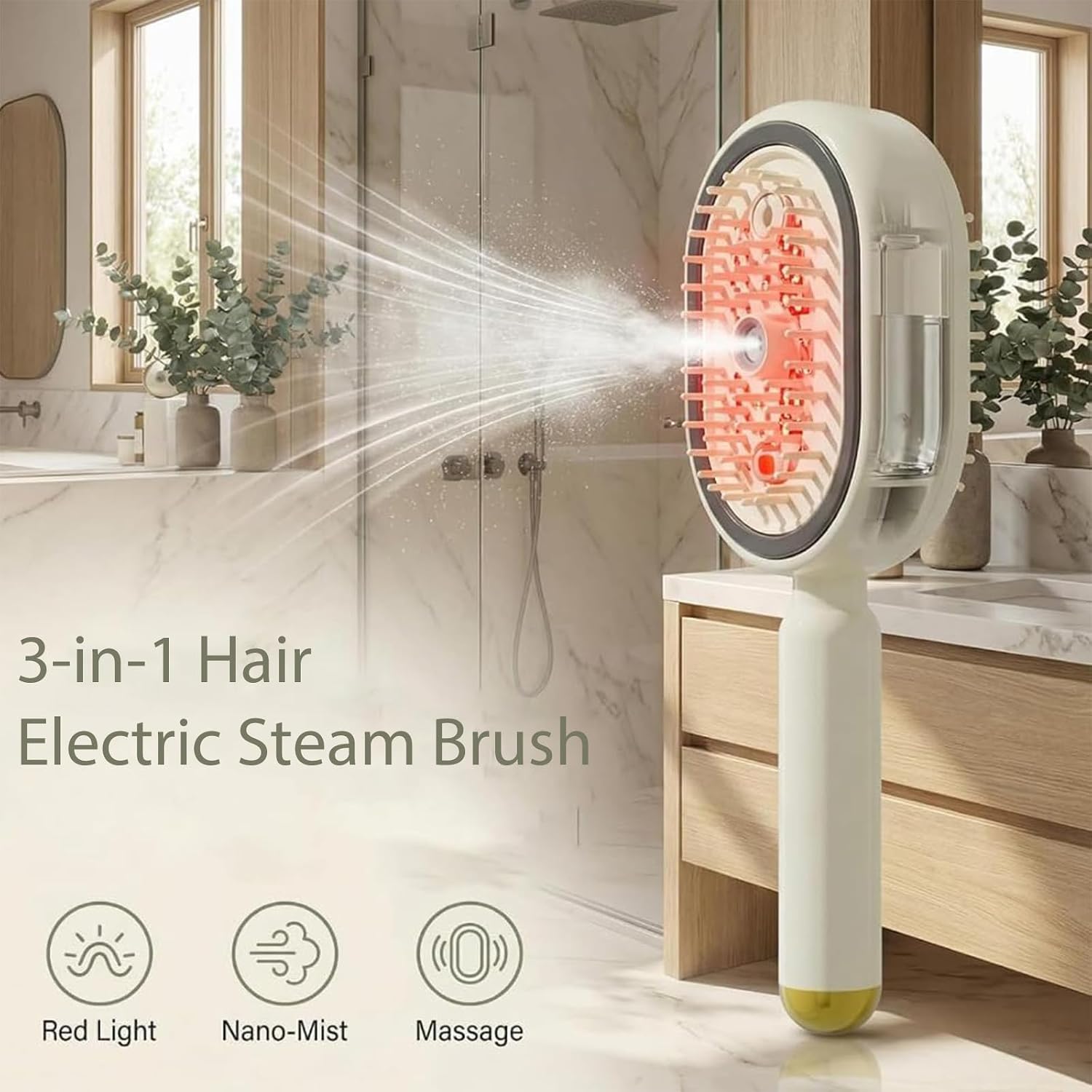 2026 New Electric Steam Brush for Hair,Press,Comb,and Mist Simultaneously,Electric Spray Air Cushion Massage Comb,Anti-Frizz Technology,Plastic Brush for Wet/Dry Care for Salon Use (Blue,2pcs)