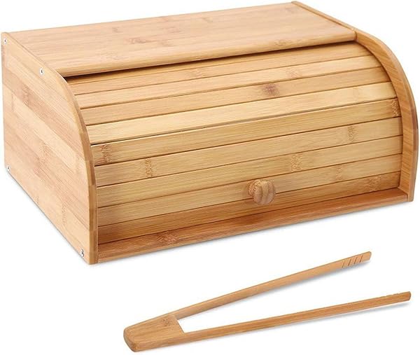 Aannoel Bamboo Bread Box with Bread Clip