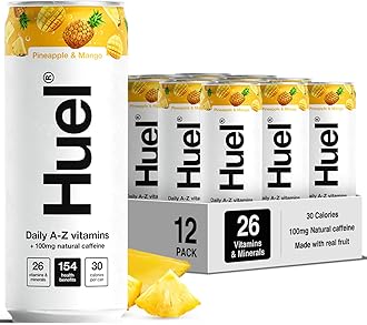 Daily A-Z Vitamins Energy Drink, 12 x 330ml Cans, Pineapple & Mango Sparkling Multivitamin Energy Drink, Fizzy Drinks Made with Real Fruit, Rich in Electrolytes, Low Calorie, Caffeine Boost