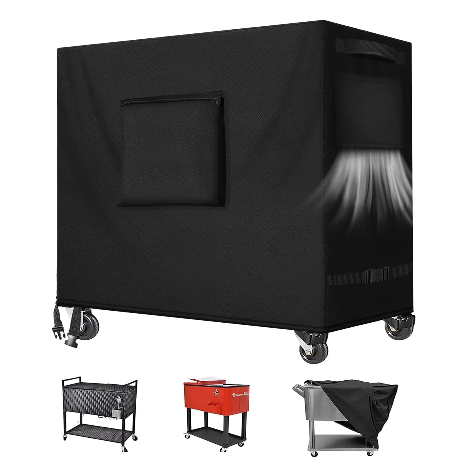 Cooler Cart Cover37.4 x 36.22 x 19.68in , Waterproof UV Resistant 420D Oxford Fabric Fit for Most 80 QT Rolling Patio Cooler Cover ,Beverage Cart, Rolling Ice Chest -24 Months of sue