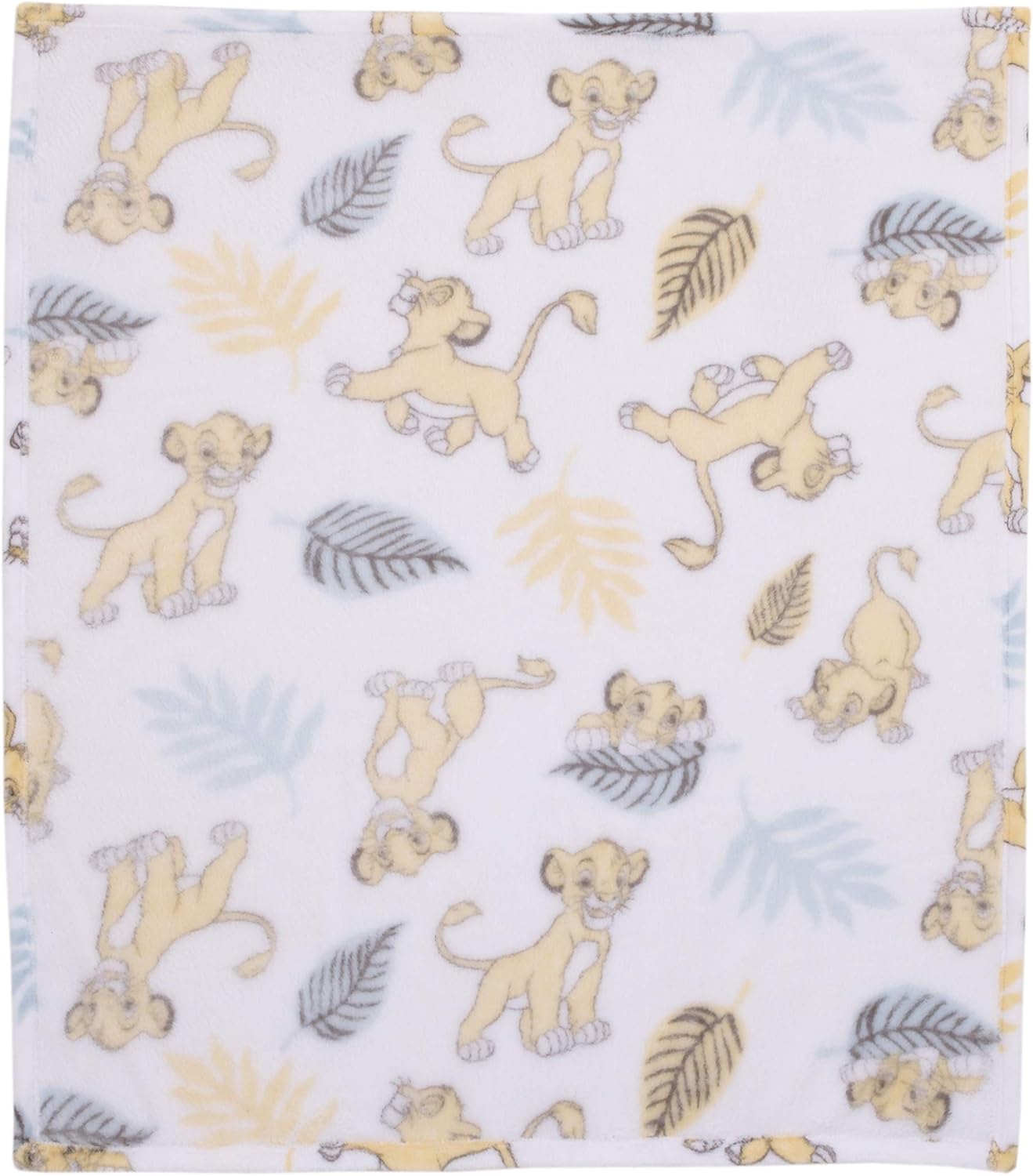 Disney Lion King Super Soft White, Yellow, Green Simba Leaves French Fiber Baby Blanket, White, Green, Yellow (4142501P) Disney Lion King 1 Count (Pack of 1) image 3 of 6 B08B9Q91B8