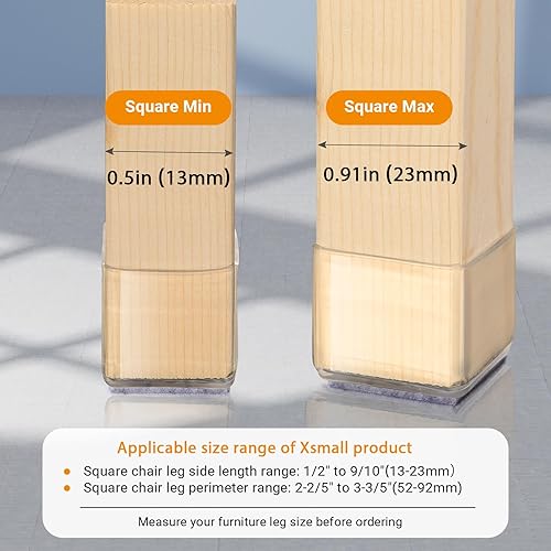 Miniatura 4 de 36 protectores cuadrados para patas de silla, almohadillas de fieltro de alta elasticidad para suelos de madera dura, protectores de piso de