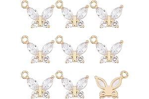 BENECREAT Double Butterfly Gold Plated Brass Micro Pave CZ Rhinestone Pendants