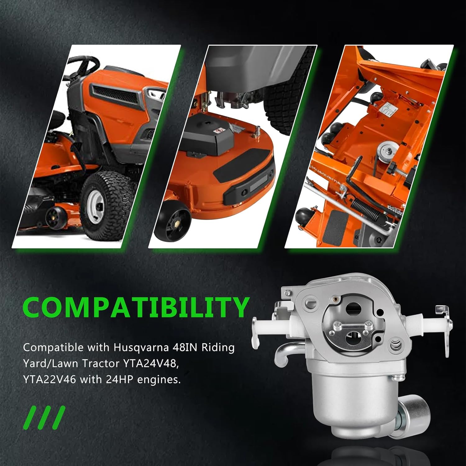 960430214-00 Carburetor & Air Filter & Oil Filter & Fuel Pump Kits Compatible with YTA24V48 YTA22V46 Husqvarna 48" Riding Yard/Lawn Tractor YTA 24V48 YTA 22V46 Carb Model Replacement