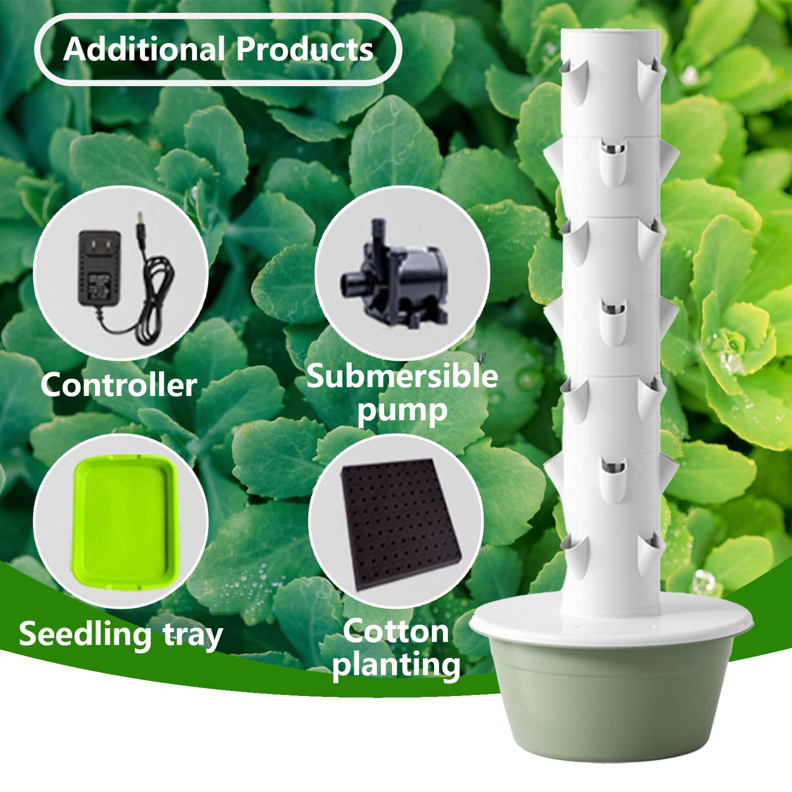 Sistema de cultivo hidropónico | Torre de jardín de 9 niveles con diseño impermeable para interiores y exteriores, kit de cultivo sin suelo