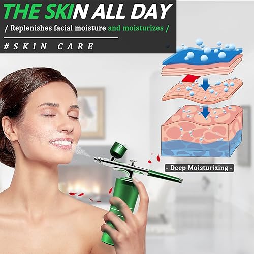 Miniatura 4 de Mini kit de aerógrafo, compresor de aerógrafo inalámbrico recargable portátil, mini juego de aerógrafo para kit de maquillaje de uñas de arcepillo,