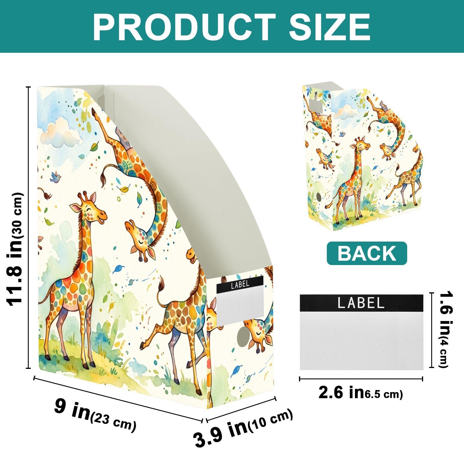 Aquarell-Giraffen-Aktenordner mit offener Aufbewahrungsmöglichkeit