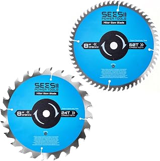 SEESII 8-1/4" Saw Blades 2Pcs, 24T&60T, 5/8" Arbor for Miter Saw&Table Saw