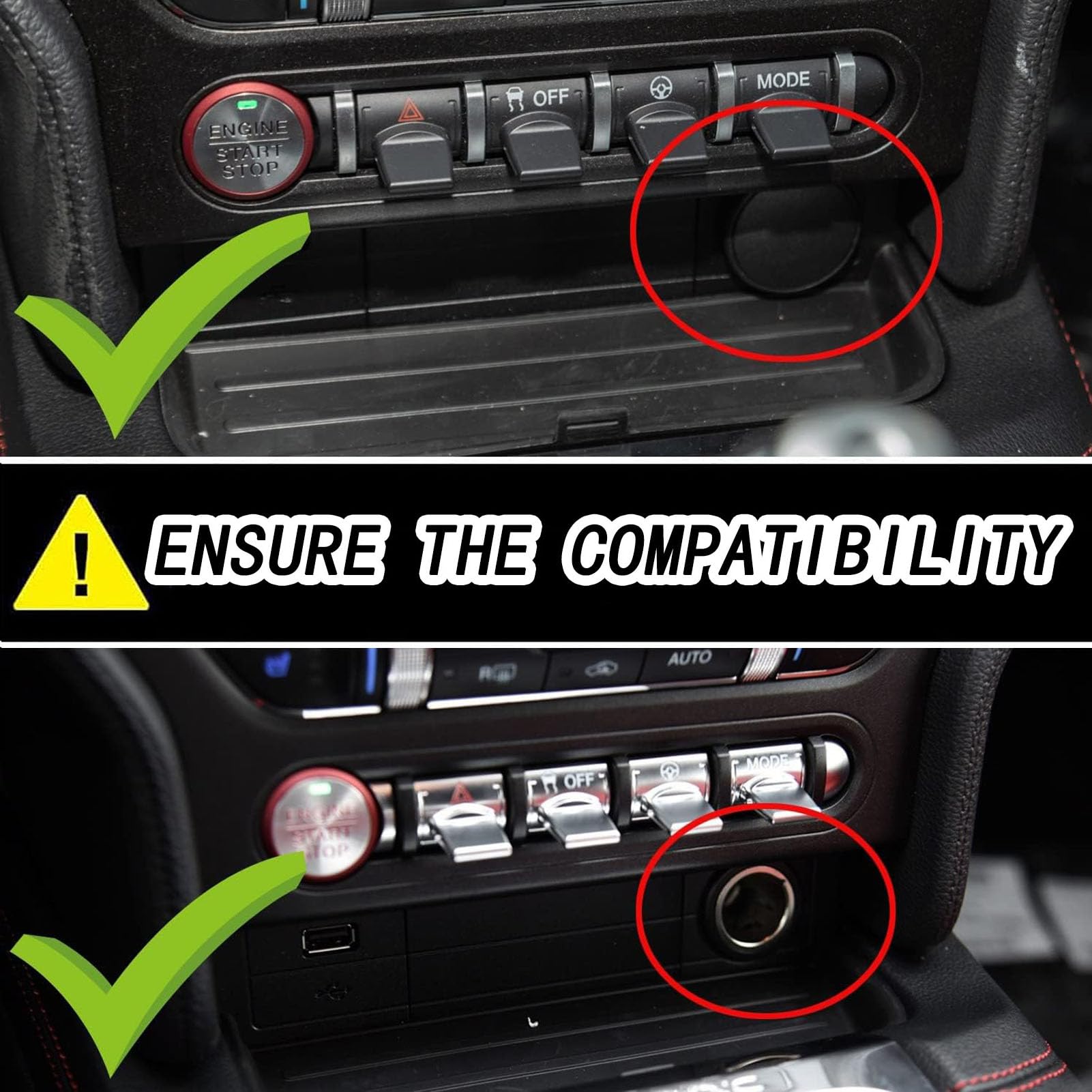 Caricabatterie Wireless per Auto per Tutti i Modelli Mustang Accessorio con 15 W Wireless e USB Qc3.0 + Type-C Ricarica Rapida Regalo per la Famiglia