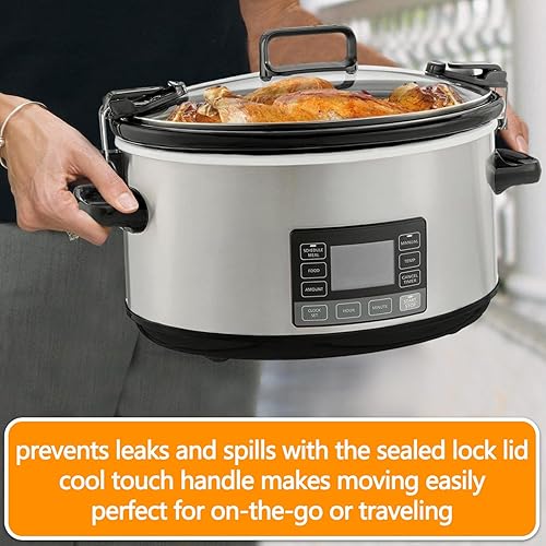 Miniatura 5 de Olla de cocción lenta programable de 7 cuartos de galón, para tamaño familiar de 6 a 8 personas, para asados de 6 a 8 libras, pavo, entradas,