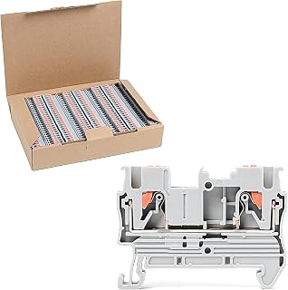 100Pcs PT2.5 Push-in Terminal Blocks, 2.5mm²Cable, DIN Rail Mounted Terminal Block, 800 V 32 A, Wire Spring Connection Push in Conductors Wire Connector, CE