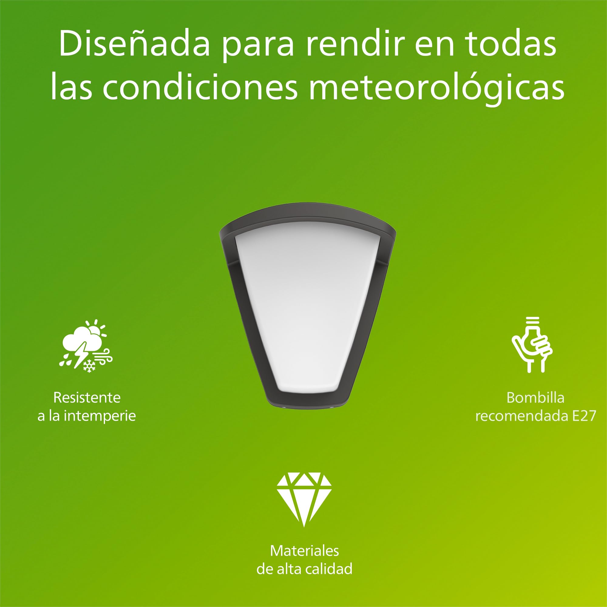 PHILIPS Kiskadee Aplique LED Exterior para Jardín y Patio sin Bombilla Gris