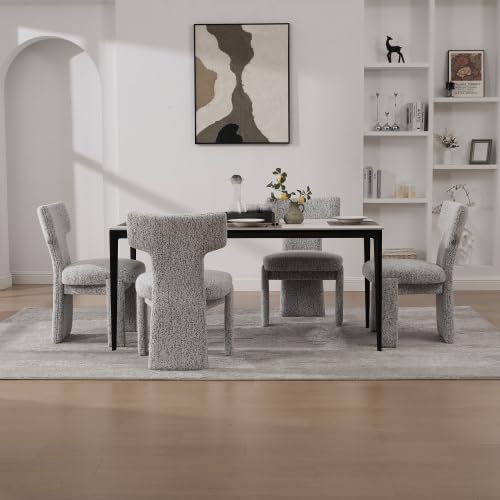 Set di 2 poltrone imbottite, con rivestimento in ciniglia e struttura in legno massello, sedia con anima a molle e schienale galleggiante, poltrona senza braccioli per soggiorno, sala da pranzo
