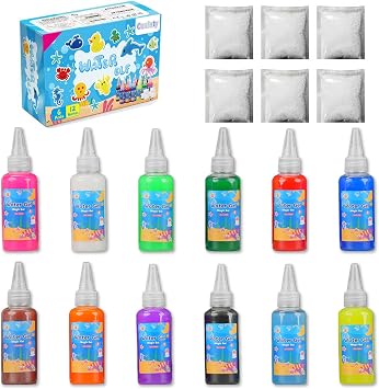 Coniuty Magic Water Elf Toy Powder Refill 6 Packs + 12 Bottles Aqua Fairy Water Color Gel Kit