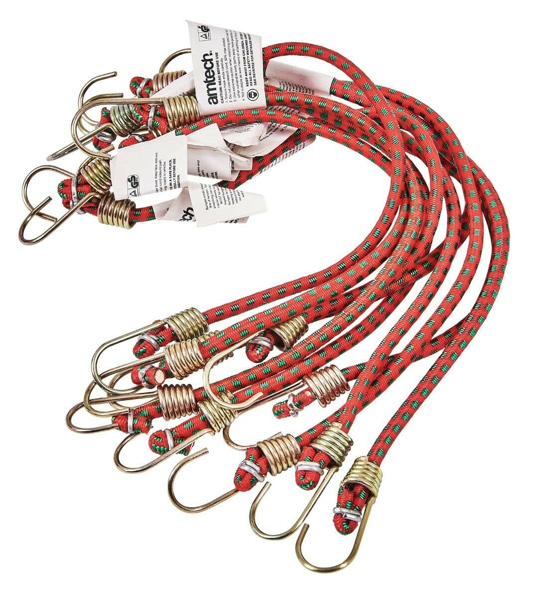 Mr.gadget's Solutions Red Mr Gadget's Solutions 10 Piece Bungee Cords 10" Mini Small Short Elastic Straps Hooks Stretch