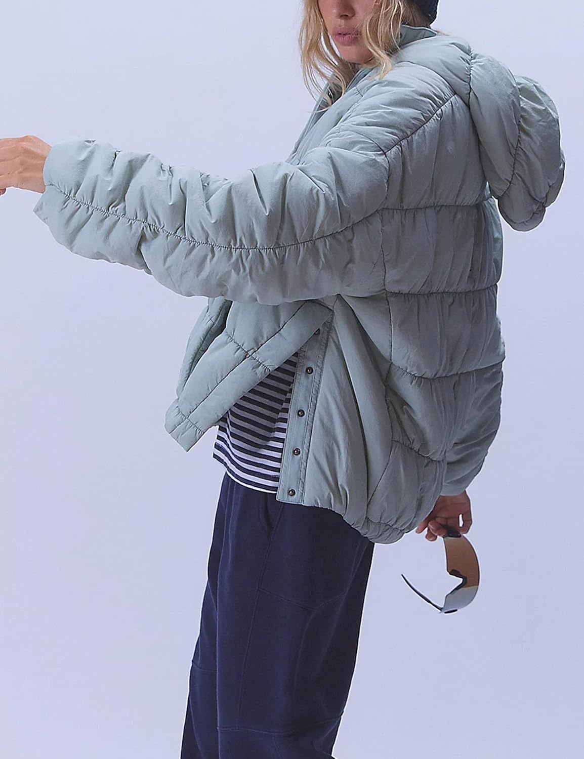 Women‘s Quilted Pullover Puffer Jacket Long Sleeve Winter Warm Packable Lightweight Hooded Coats